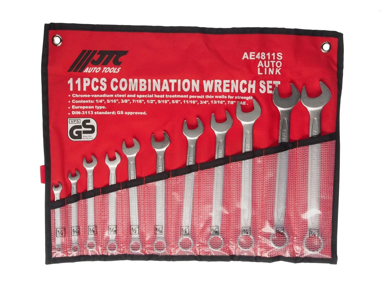 Набор ключей комбинированных 1/4”-7/8” 11 предметов в планшете JTC купить