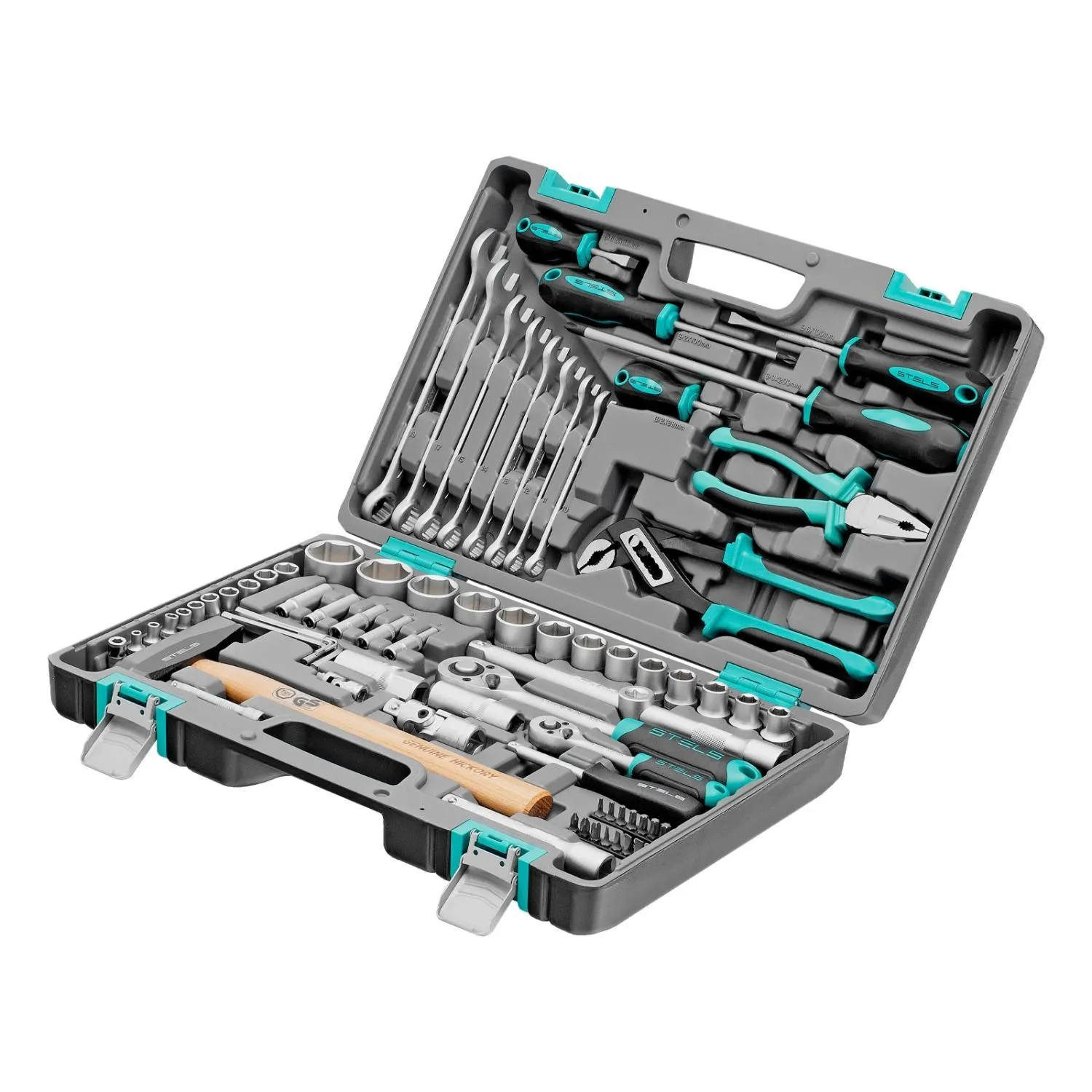 Набор инструментов, 1/2", 1/4", CrV, пластиковый кейс 76 предметов Stels купить