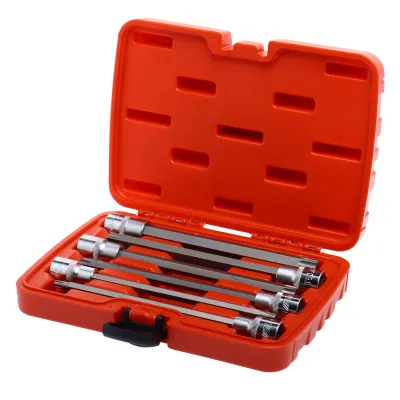 Набор головок торцевых и насадок 1/2" 6-ти гранных T40-T70 удлиненные 6 предметов в кейсе JTC
